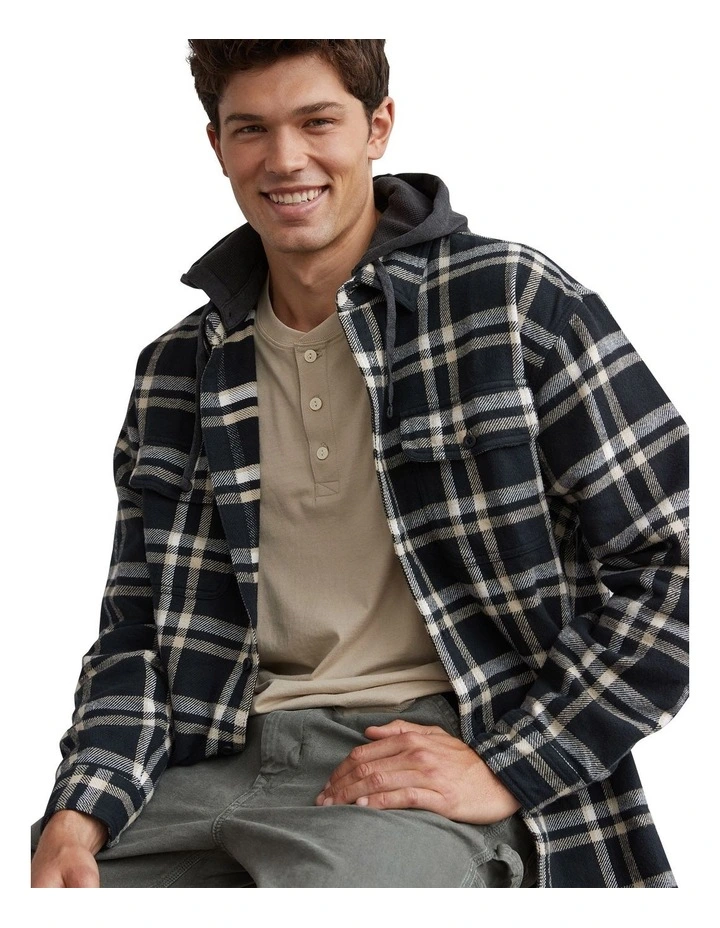 Super Soft Hooded Flannel Shirt in Dark Shadow image 1