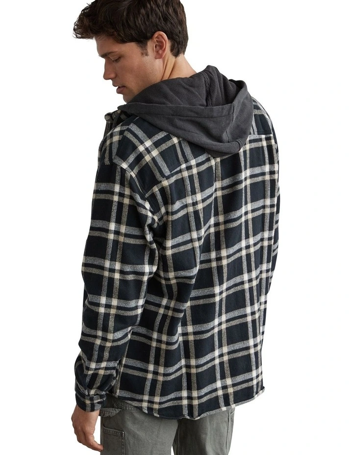 Super Soft Hooded Flannel Shirt in Dark Shadow image 3