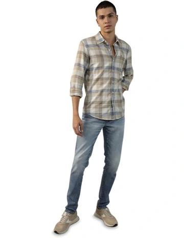 Slim Fit Everyday Button-Up Shirt in Khaki Green