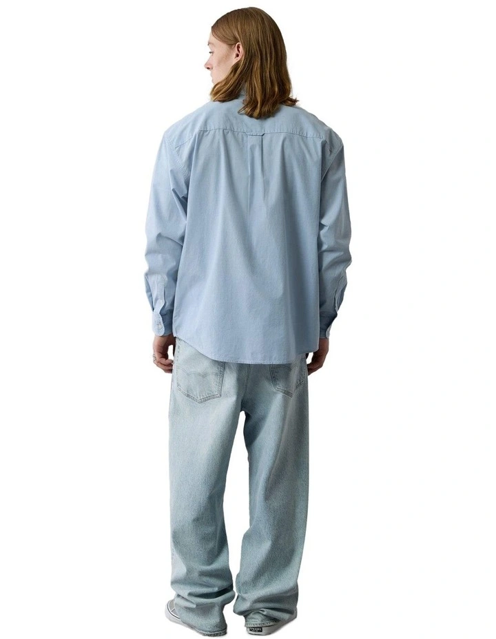 Everyday Relaxed Poplin Button-Up Shirt in Blue image 2