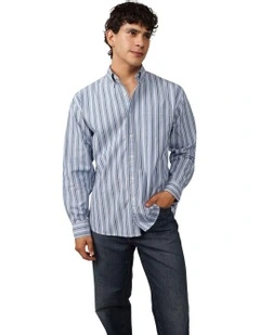 Everyday Relaxed Poplin Button-Up Shirt in Light Blue