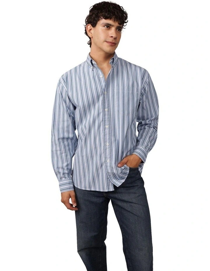 Everyday Relaxed Poplin Button-Up Shirt in Light Blue image 1
