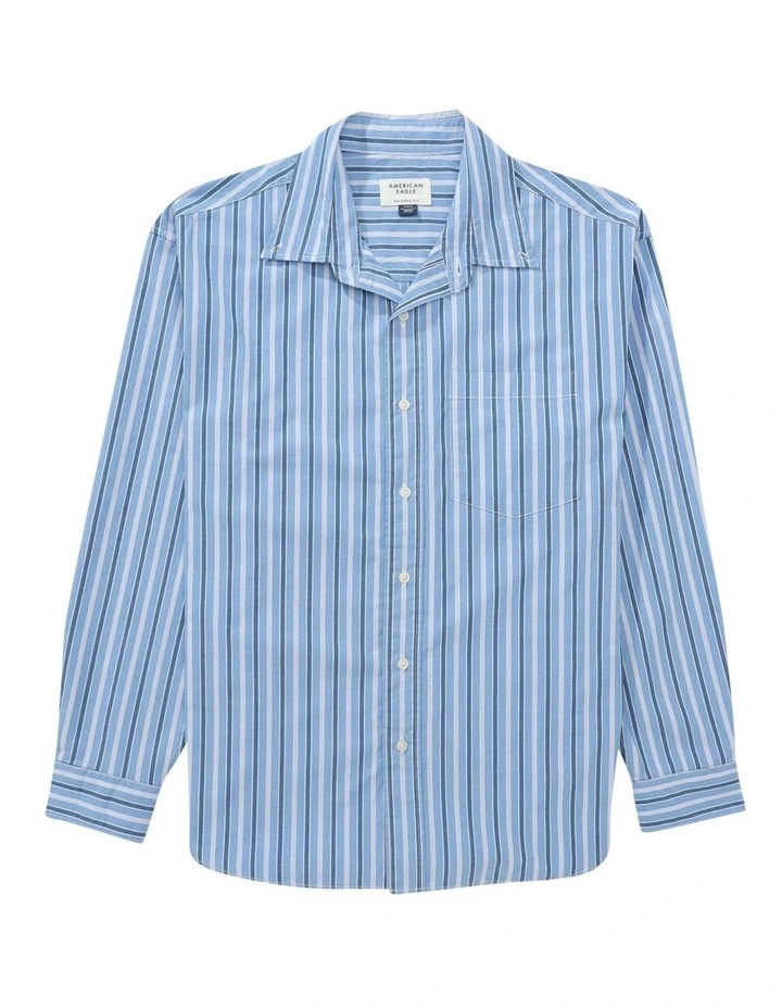 Everyday Relaxed Poplin Button-Up Shirt in Light Blue image 3