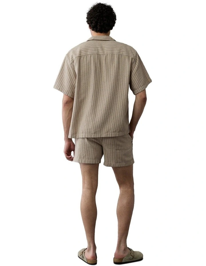 Poolside Striped Button-Up Shirt in Dune Khaki image 2