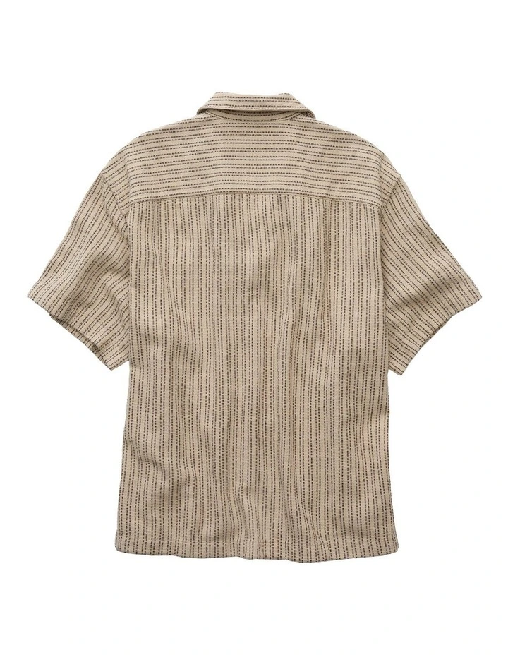 Poolside Striped Button-Up Shirt in Dune Khaki image 4