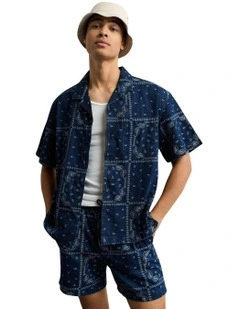 Poolside Button-Up Shirt in Dark Ink