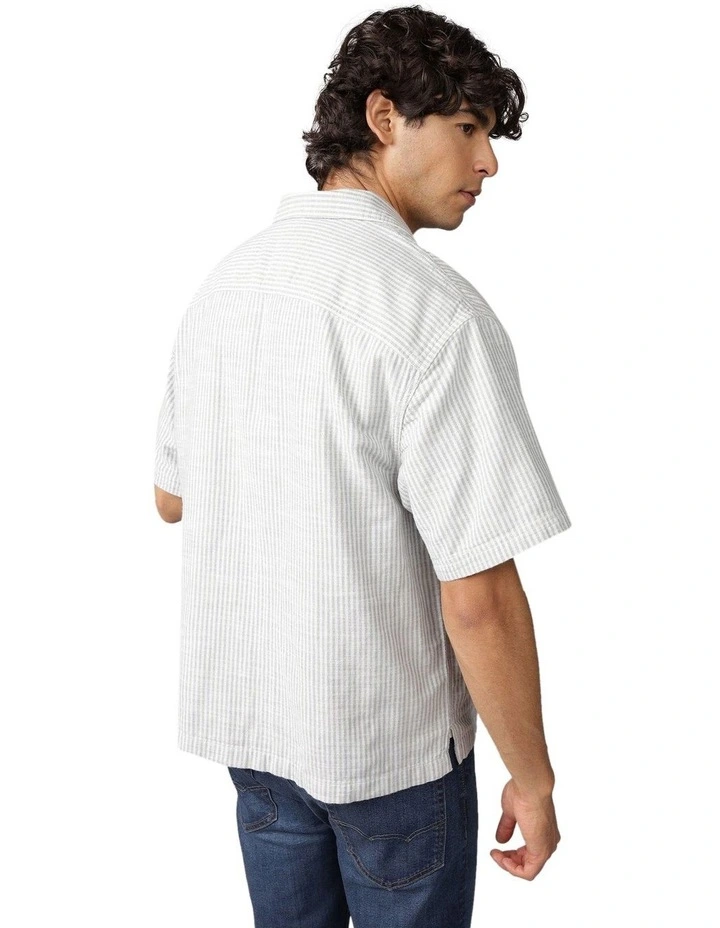 Short Sleeve Poolside Shirt in Retro Indigo Stripe image 2