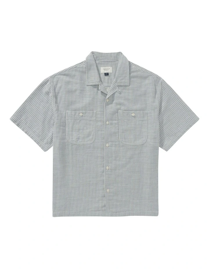 Short Sleeve Poolside Shirt in Retro Indigo Stripe image 3