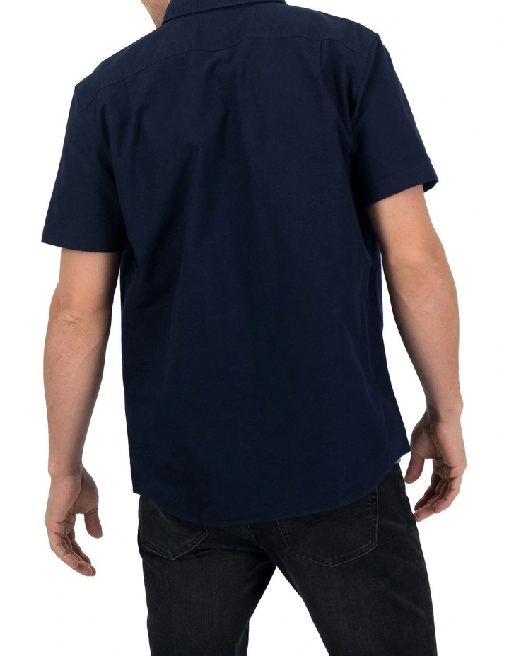 Oxford Short-Sleeve Button-Up Shirt in Navy image 2