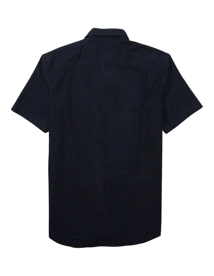 Oxford Short-Sleeve Button-Up Shirt in Navy image 4