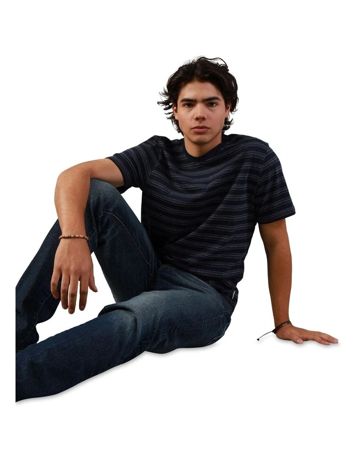 Super Soft Jacquard T-shirt in Navy image 1