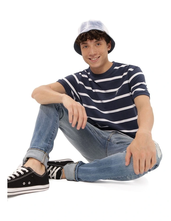 Striped Pique T-shirt in Midnight Sky image 3