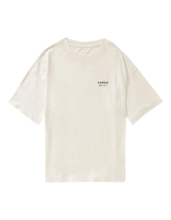 Oversized Logo Graphic T-Shirt in Cream image 3