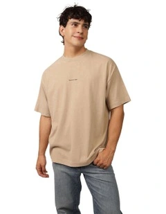 Oversized Logo Graphic T-Shirt in Khaki