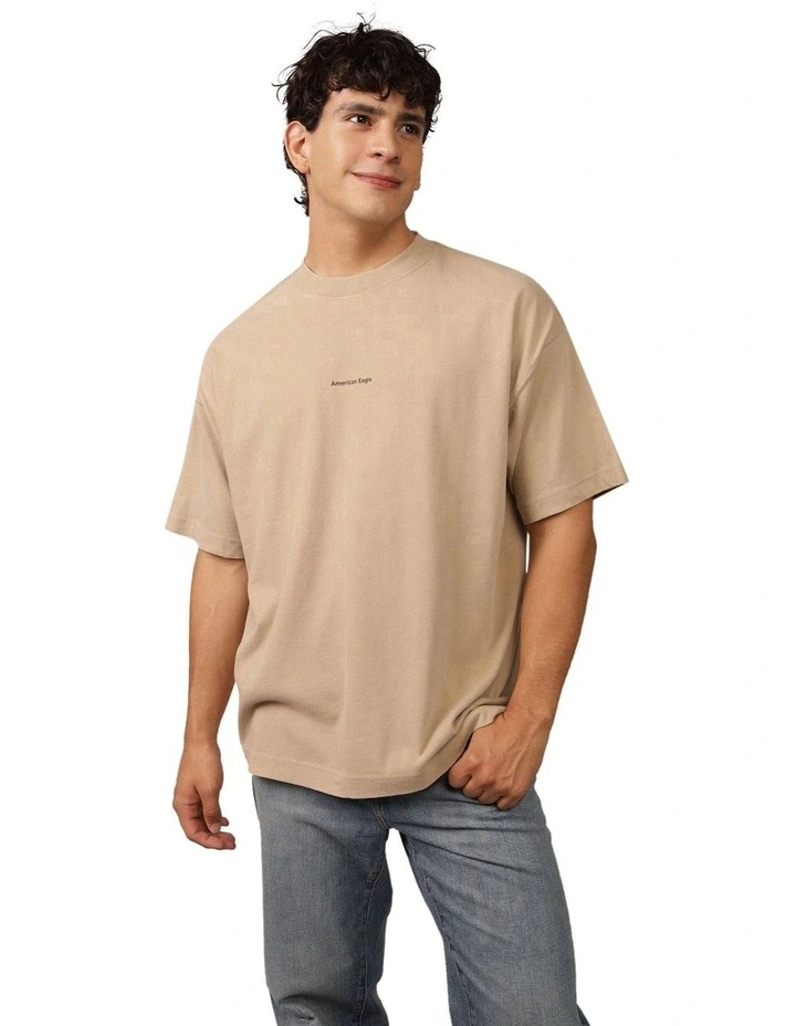 Oversized Logo Graphic T-Shirt in Khaki image 1