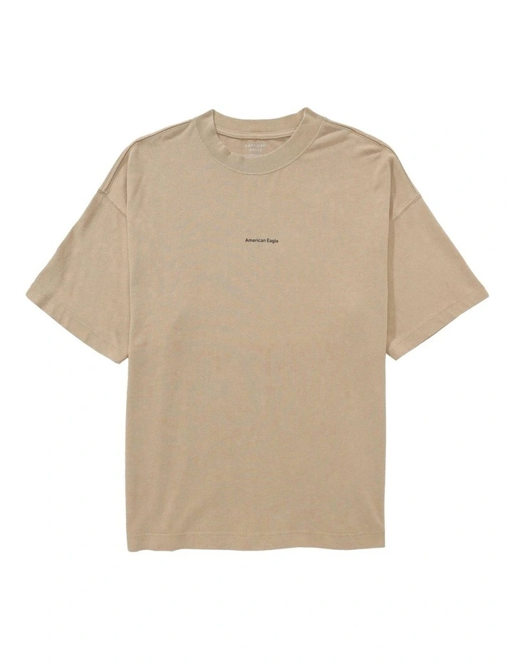 Oversized Logo Graphic T-Shirt in Khaki image 3