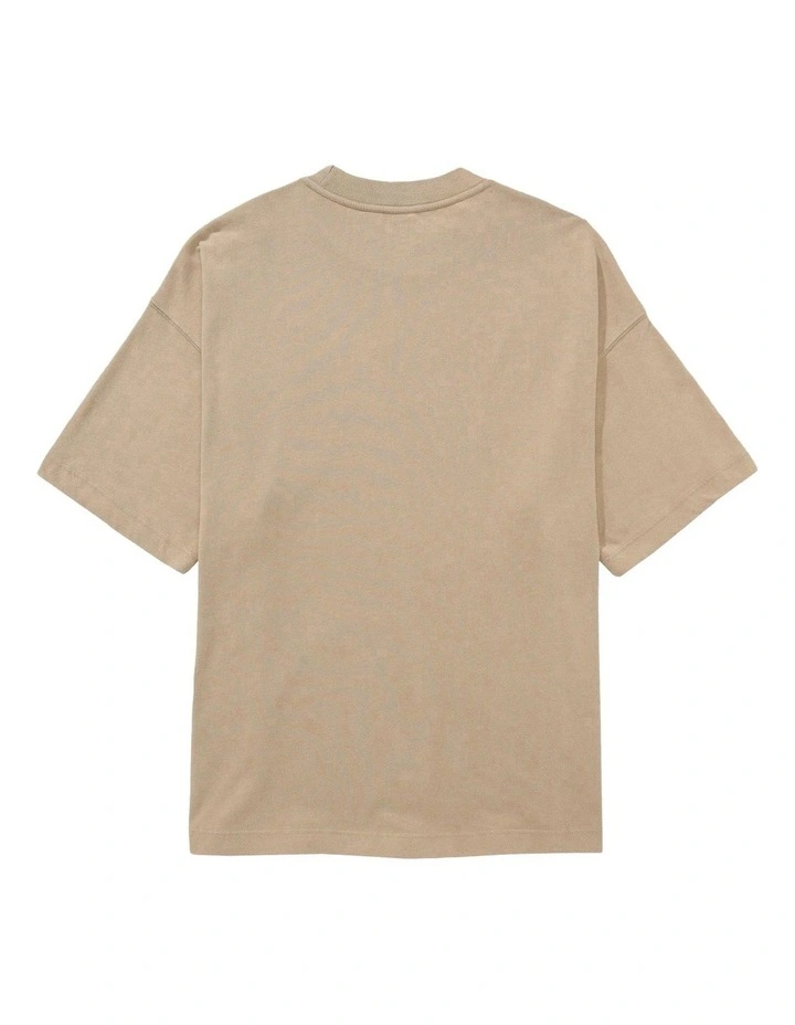 Oversized Logo Graphic T-Shirt in Khaki image 4