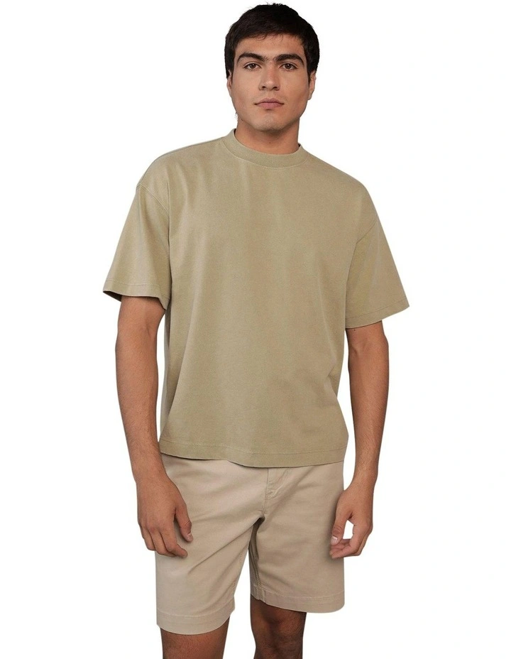 Boxy Sueded Jersey T-Shirt in Dried Sage image 1
