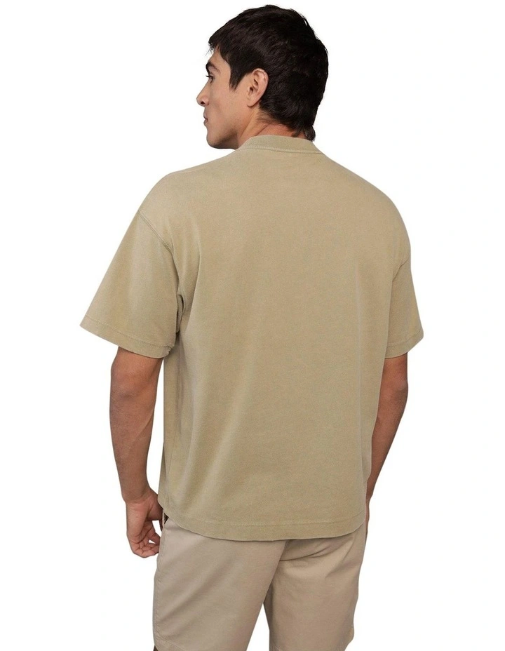 Boxy Sueded Jersey T-Shirt in Dried Sage image 2