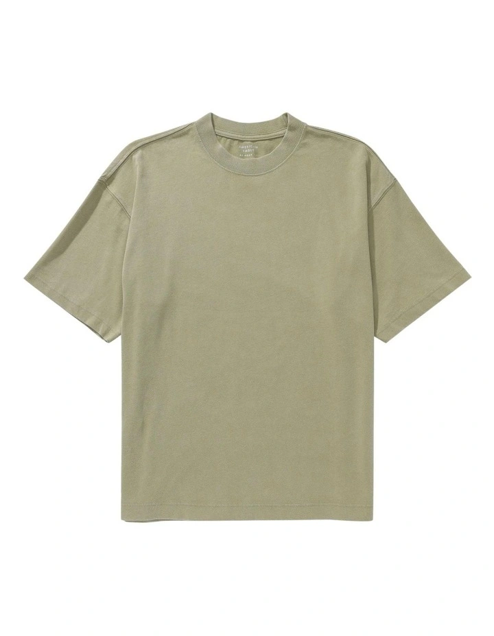Boxy Sueded Jersey T-Shirt in Dried Sage image 3