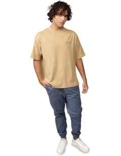 Short Sleeve Athleisure Graphic Tee in Khaki