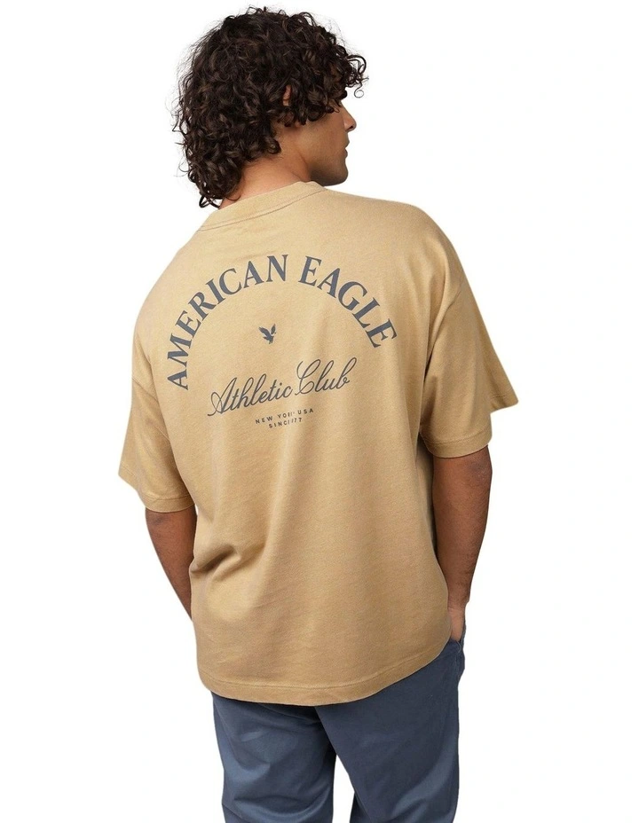 Short Sleeve Athleisure Graphic Tee in Khaki image 2