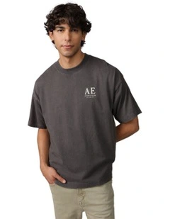 Sort Sleeve Athleisure Graphic Tee in Dusted Slate