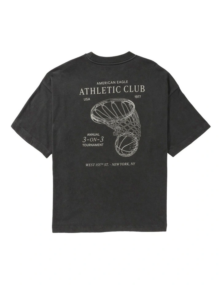 Sort Sleeve Athleisure Graphic Tee in Dusted Slate image 4