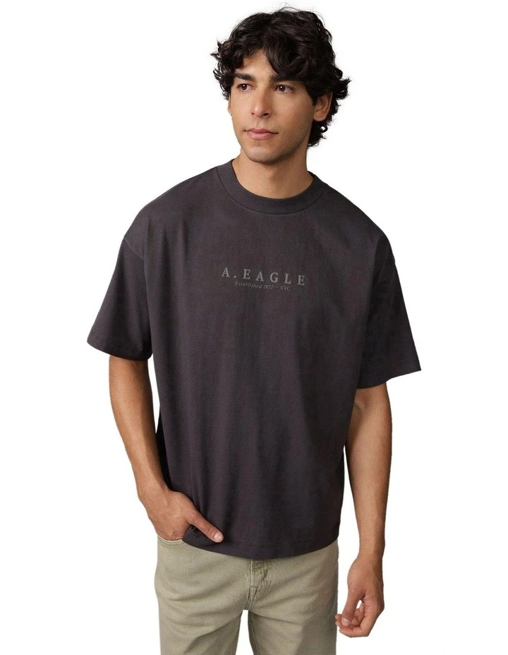 Short Sleeve Elevated Graphic Tee in Faded Black image 1