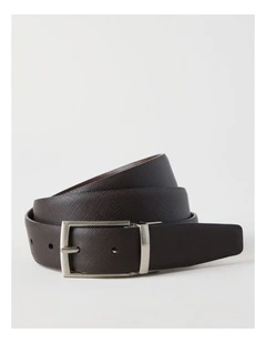 Saffiano/Smooth Reversible Dress Belt Belt Brown/ Brown