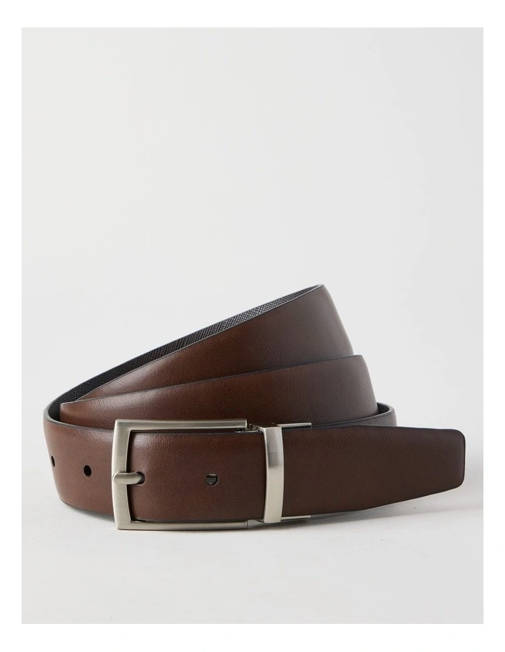 Saffiano/Smooth Reversible Dress Belt Belt Brown/ Brown image 5