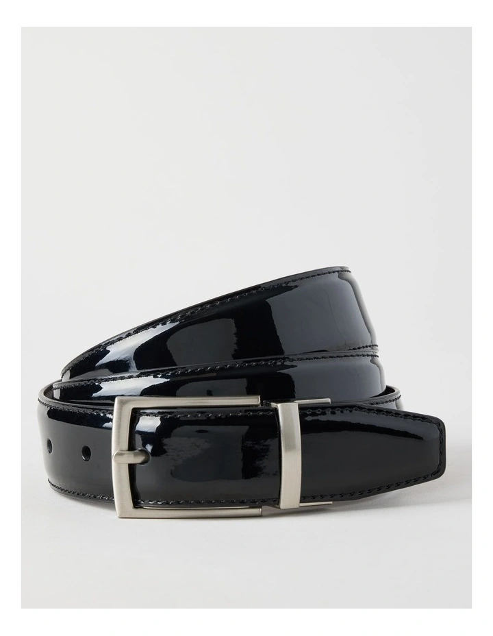Patent Revesible Belt Belt Black/Deep Cherry image 1