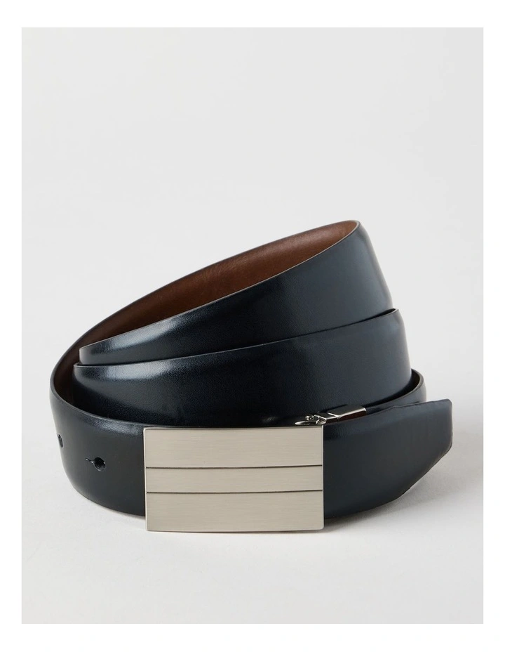 Plate Buckle Reversible Belt Black/Brown image 1
