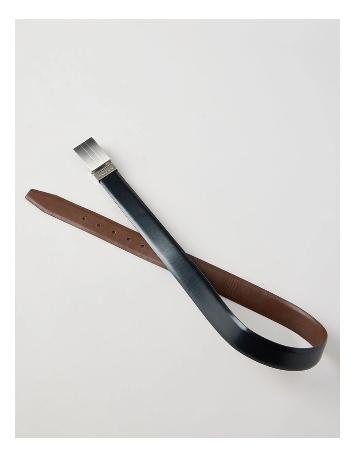 Plate Buckle Reversible Belt Black/Brown image 3
