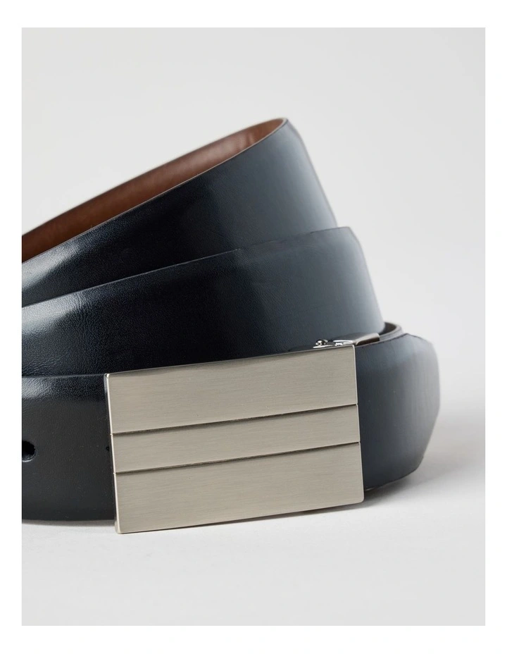 Plate Buckle Reversible Belt Black/Brown image 4