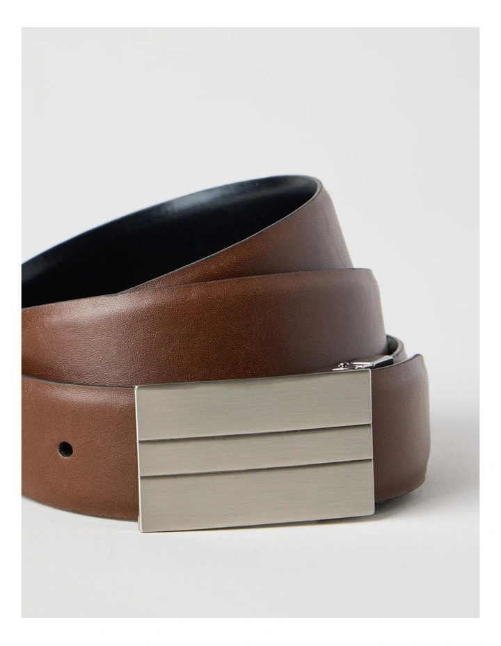 Plate Buckle Reversible Belt Black/Brown image 6