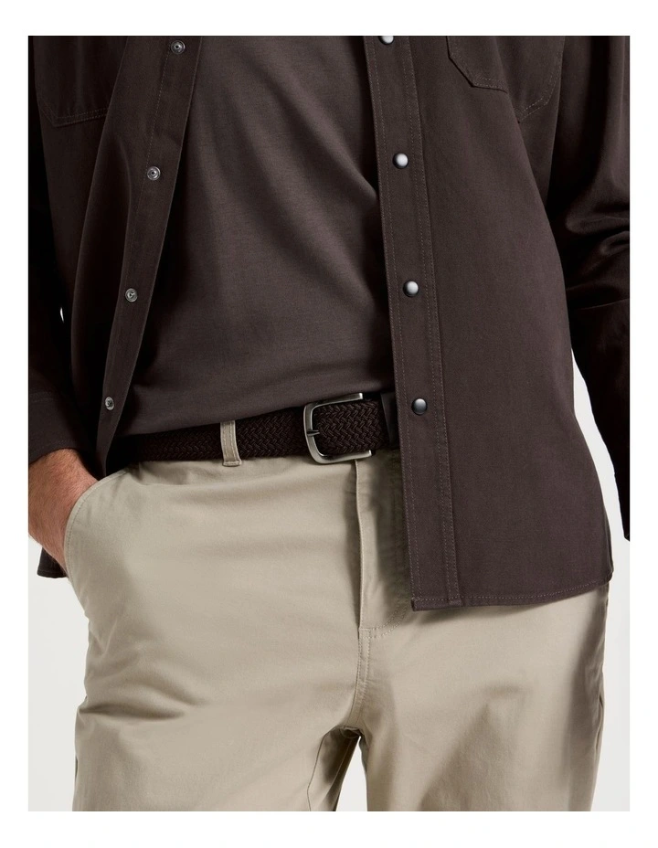 Woven Casual Belt Brown With Brown Leather Trim Belt Brown image 4