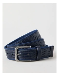 Perforated Casual Stretch Belt Navy Belt Navy