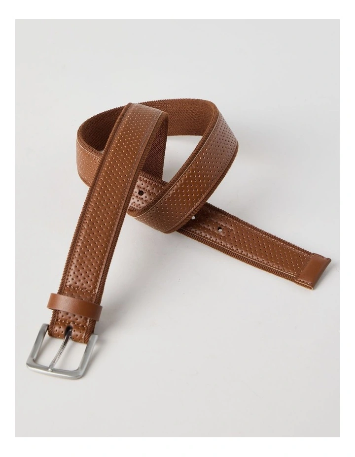 Perforated Casual Stretch Belt Tan Belt Tan image 3