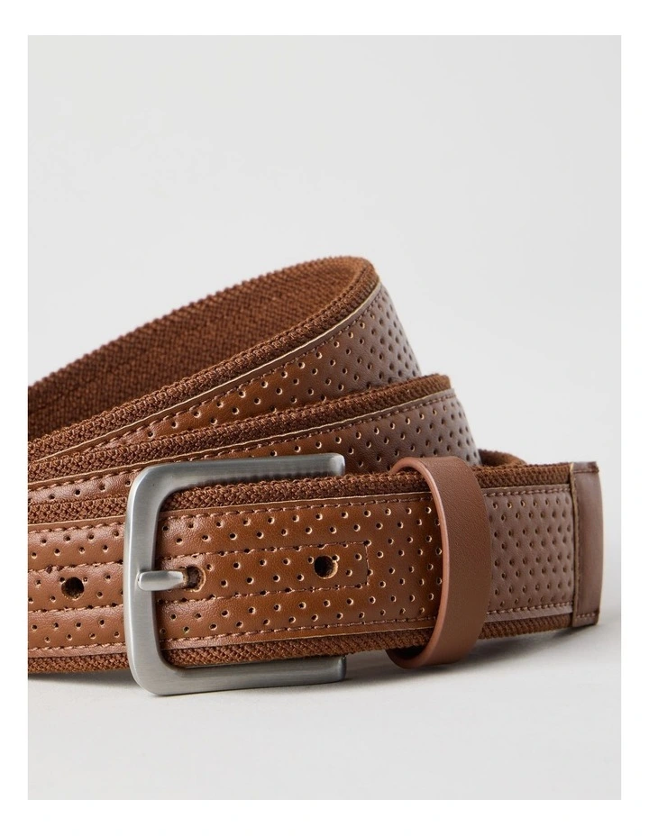 Perforated Casual Stretch Belt Tan Belt Tan image 3