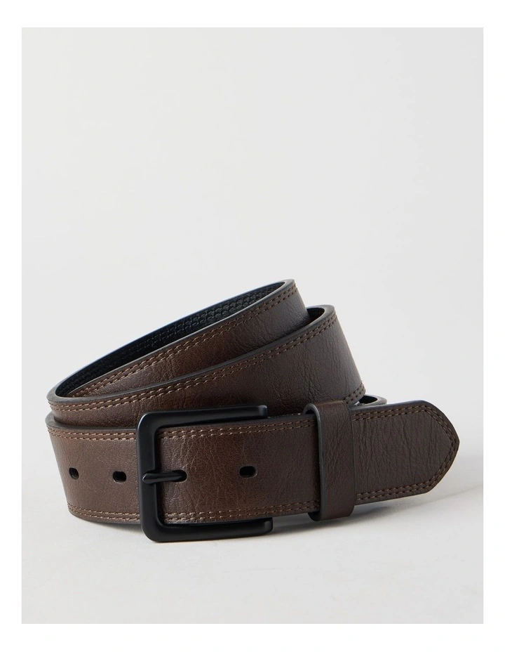 Casual Leather Belt Brown/Black Belt Brown/Black image 1