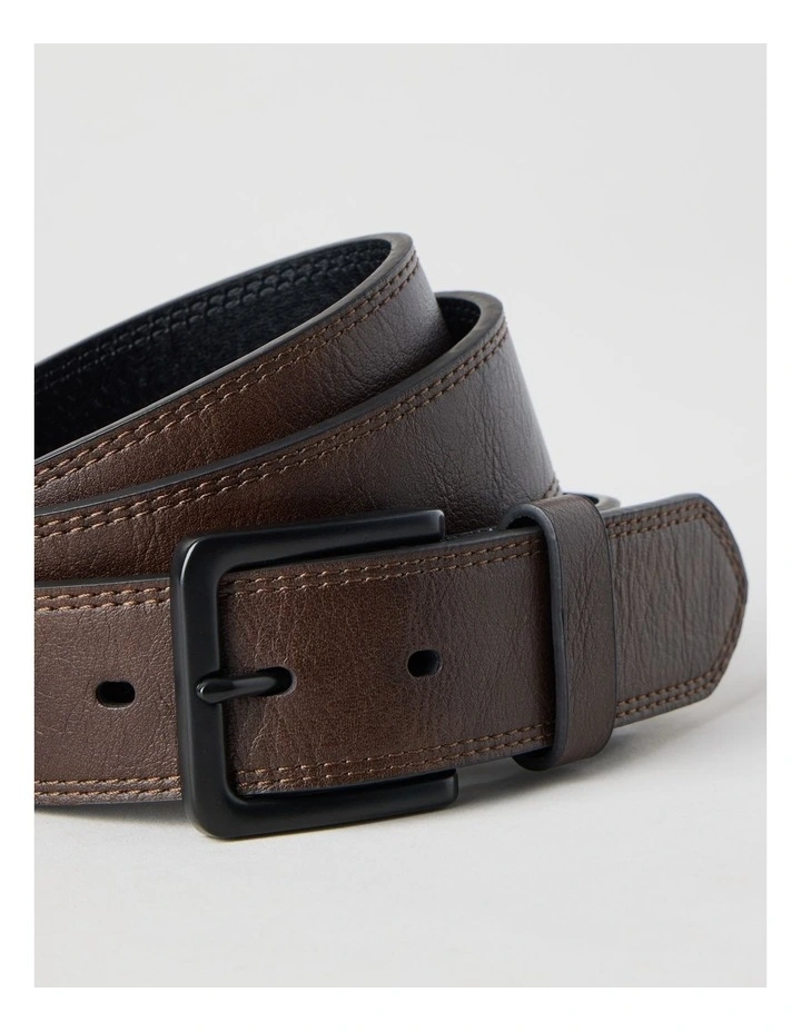 Casual Leather Belt Brown/Black Belt Brown/Black image 4