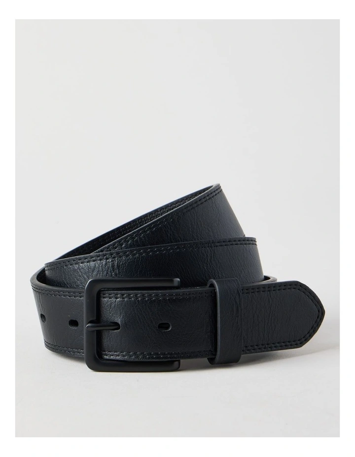 Casual Leather Belt Black/Black Belt Black/Black image 1