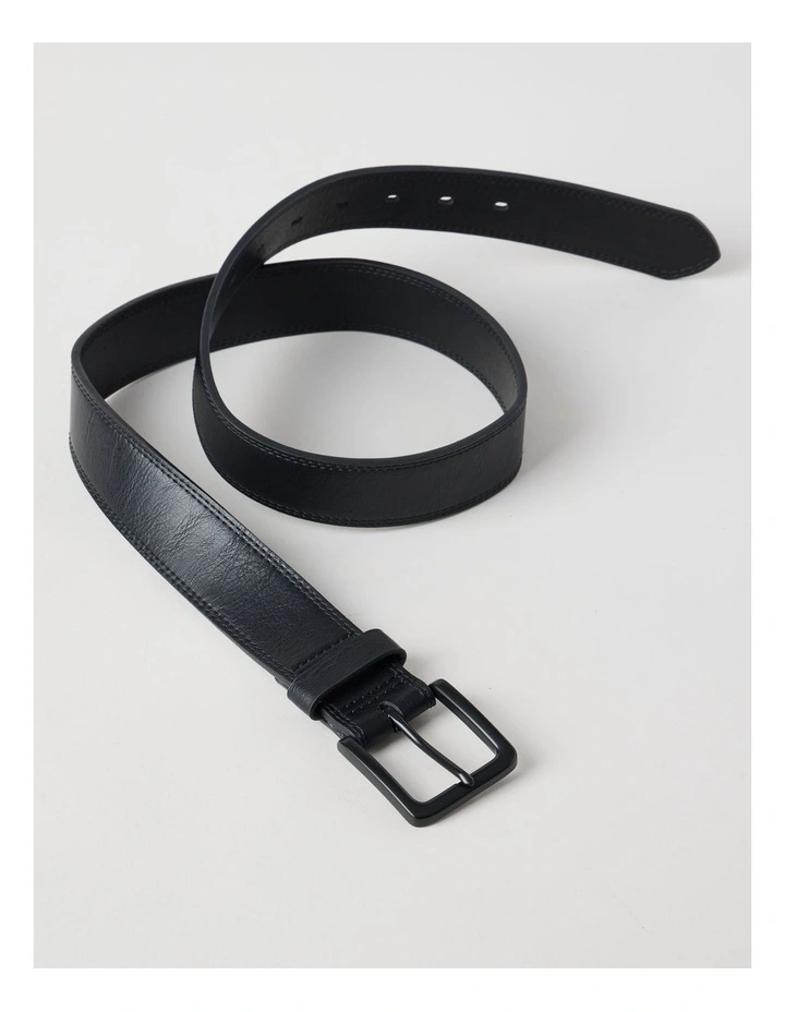 Casual Leather Belt Black/Black Belt Black/Black image 3