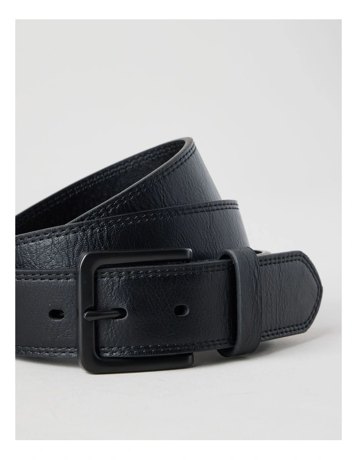 Casual Leather Belt Black/Black Belt Black/Black image 4