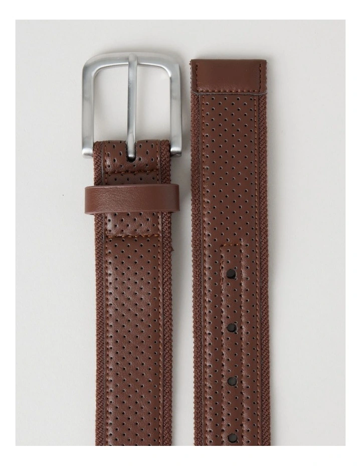 Perforated Casual Stretch Belt in Brown image 3