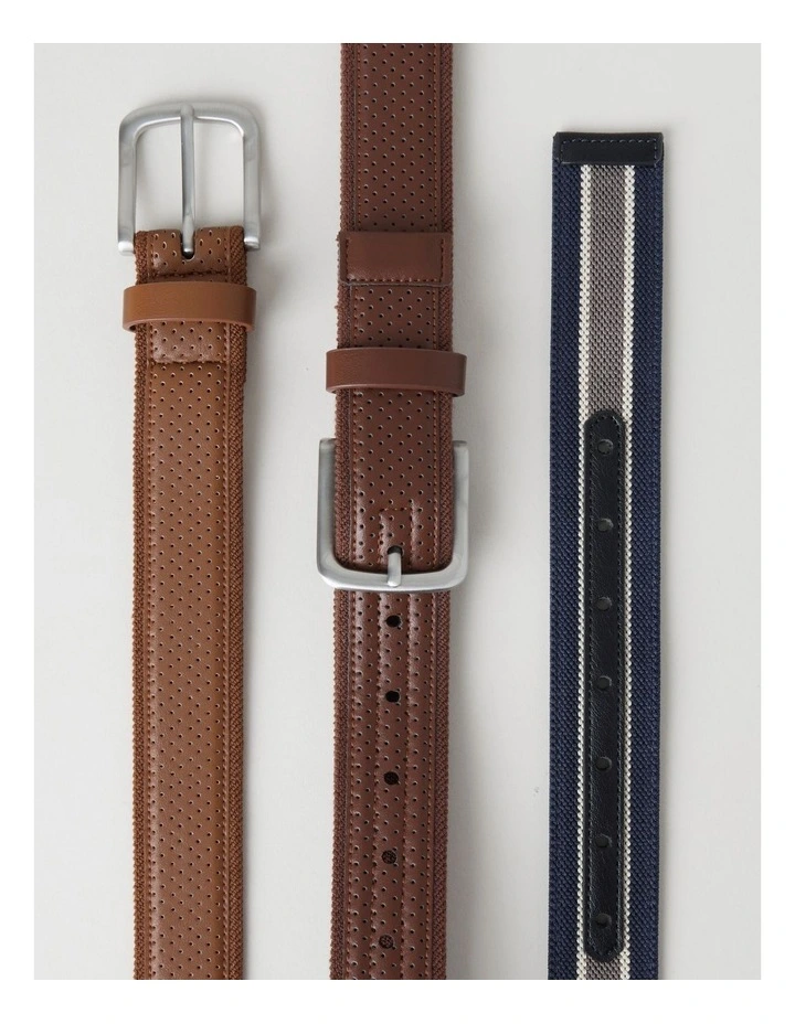 Perforated Casual Stretch Belt in Brown image 5