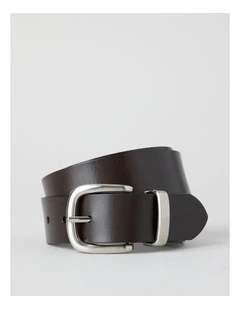 Casual Belt With Metal Loop in Chocolate
