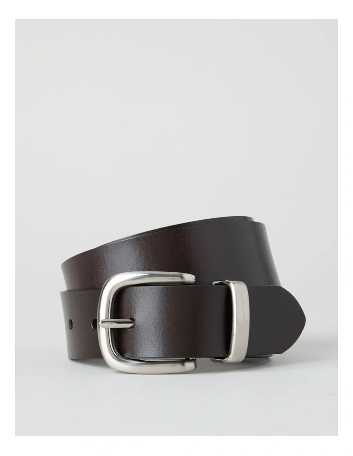 Casual Belt With Metal Loop in Chocolate image 1