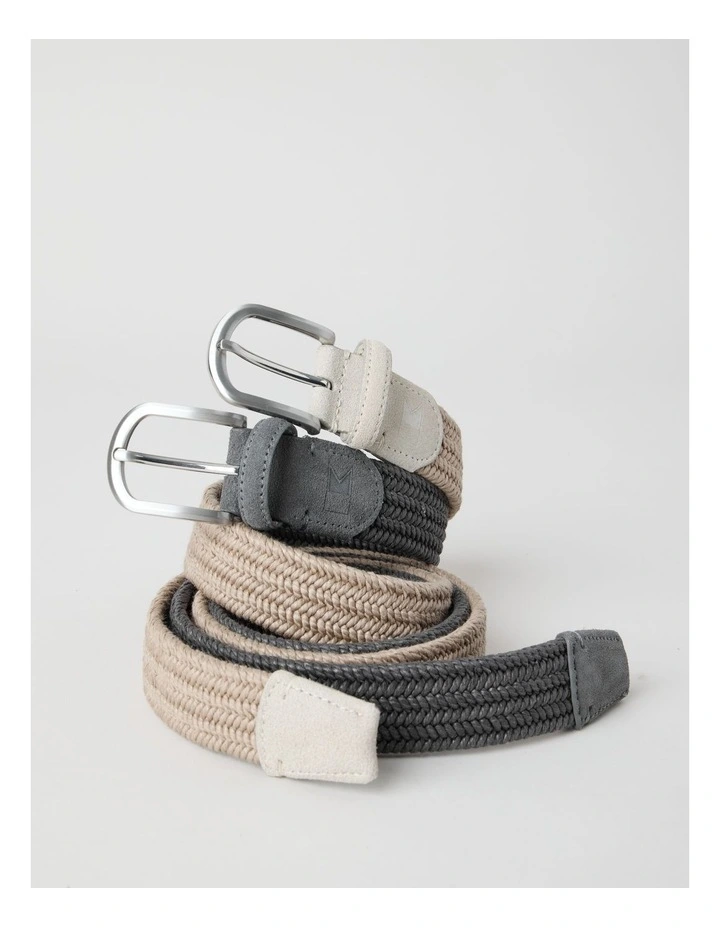 Woven Stretch Belt in Charcoal image 3